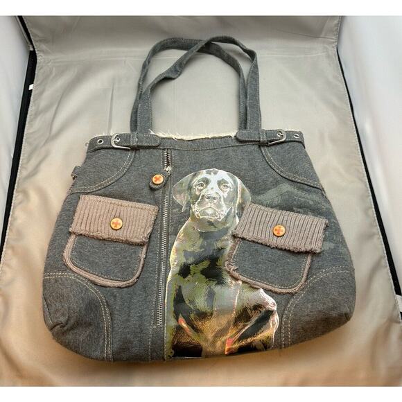 Fuzzy Nation Gray Labrador Retriever Handbag. Faux Fur Inside. Preowned - Picture 1 of 5